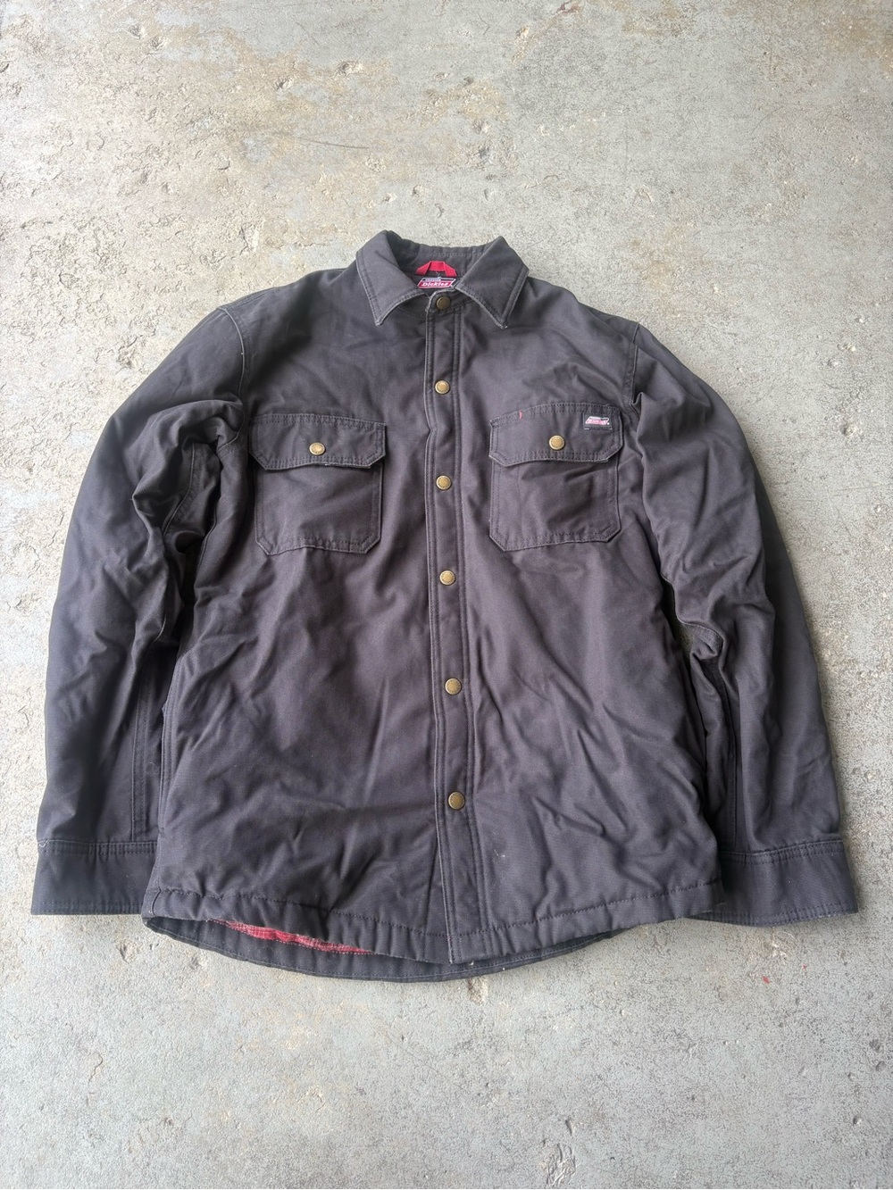 Men's Dickies Black Heavy-Duty Plaid Lined Work Jacket